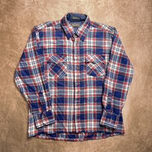 Vintage 60s The Denver Store for Men Plaid Flannel Shirt Multicolor Mens L Retro